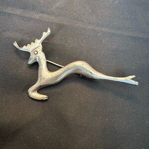 Vintage Sterling Silver Mexican Leaping Deer Brooch 8.4g